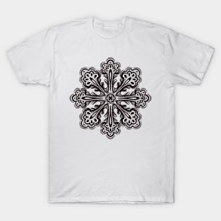 Decorative Snowflake Abstract Winter Ink Art T-Shirt